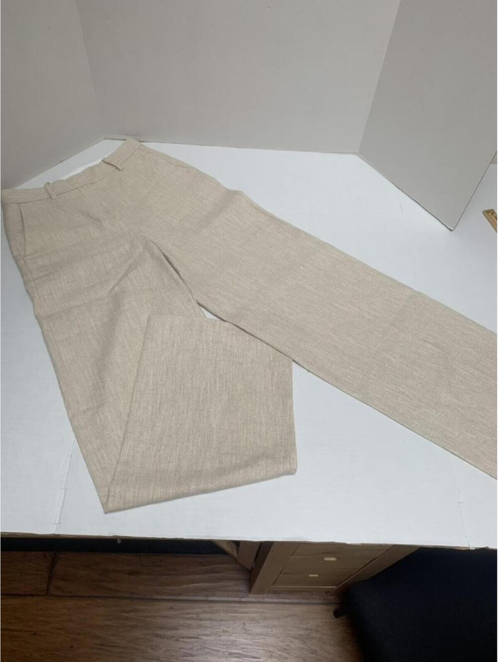 NWOT Zara Wide Leg Beige Linen Pants Trousers Size XS